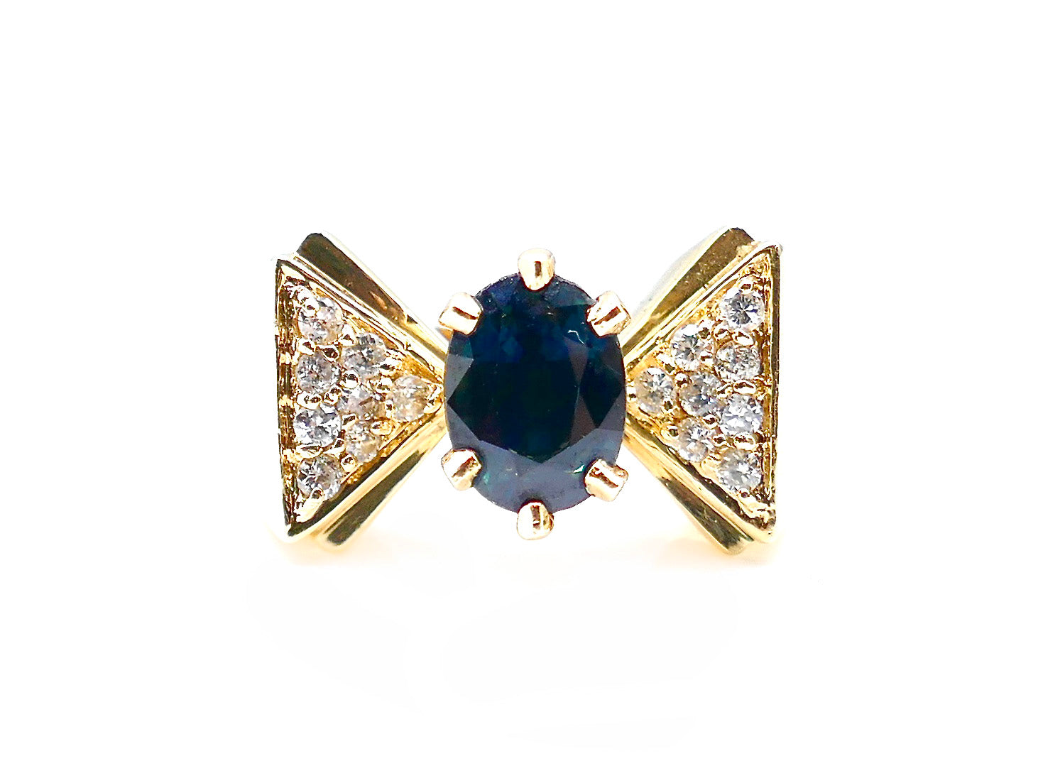 Sapphire and Diamond Bow-Tie Ring