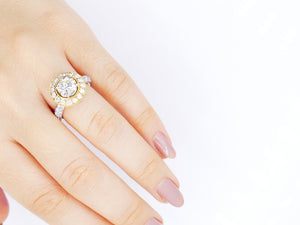 Three-Toned 18K Gold Diamond Engagement Ring