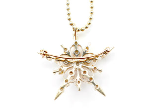 Diamond Star and 14K Yellow Gold Convertible Pendant Necklace Brooch
