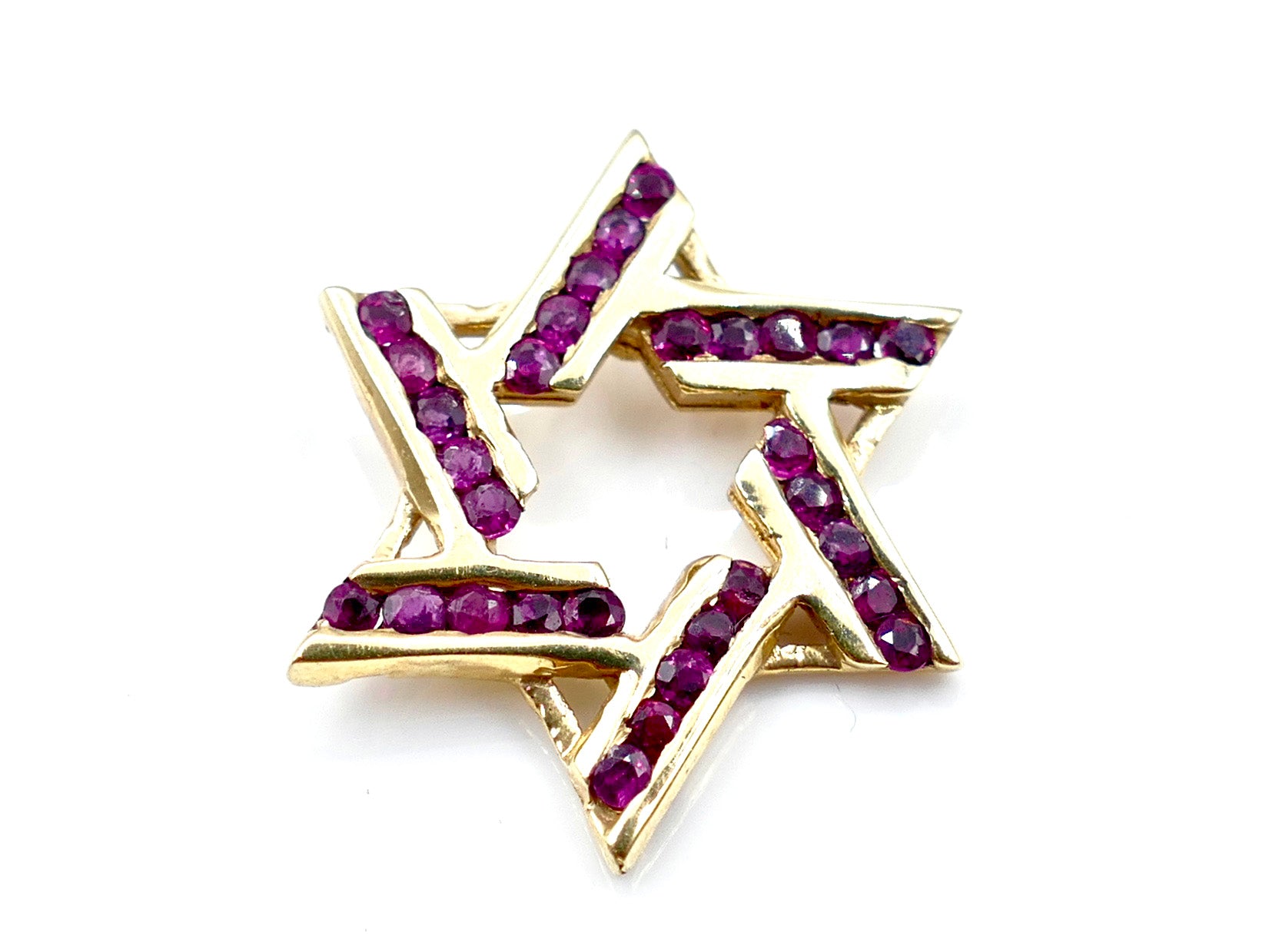 30 Ruby and 14K Yellow Gold Star of David Pendant Charm