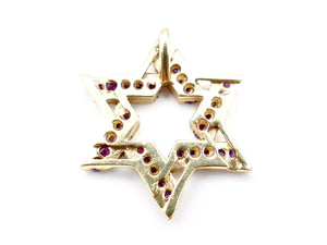 30 Ruby and 14K Yellow Gold Star of David Pendant Charm