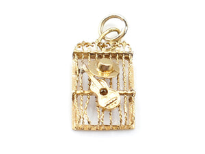 Vintage 14K Gold Gate with Guitar and Hat Charm