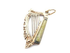 Vintage 9K Gold and Stone Harp Charm