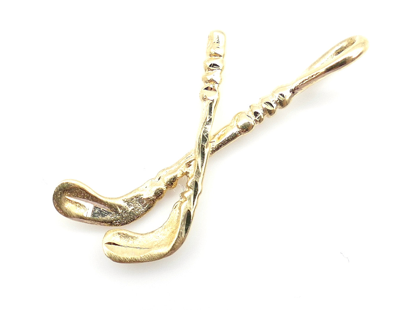 14K Yellow Gold Double Hockey Sticks Charm