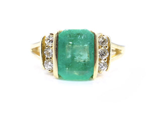 Emerald Diamond 14K Gold Vintage Ring