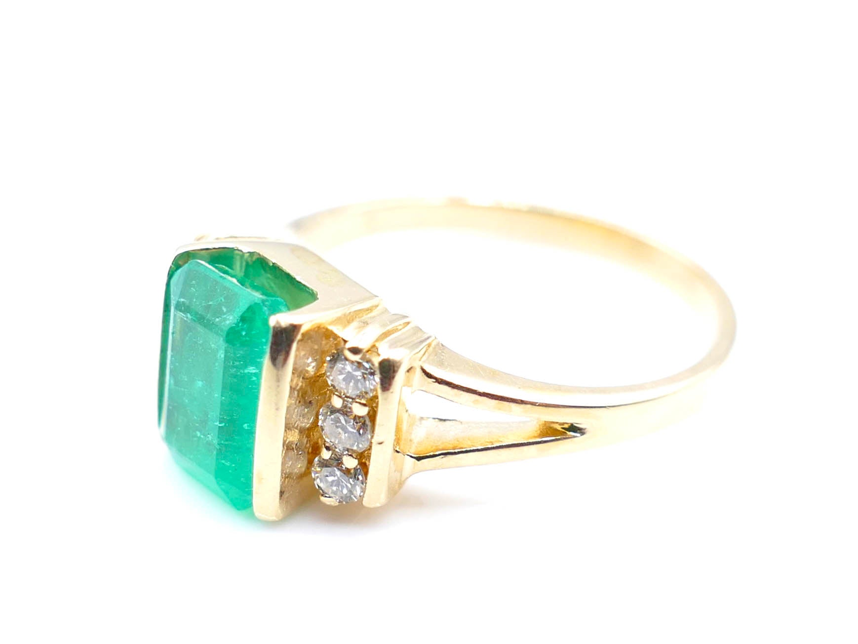 Emerald Diamond 14K Gold Vintage Ring
