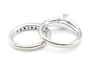 Diamond White Gold Engagement Ring and Eternity Band Set
