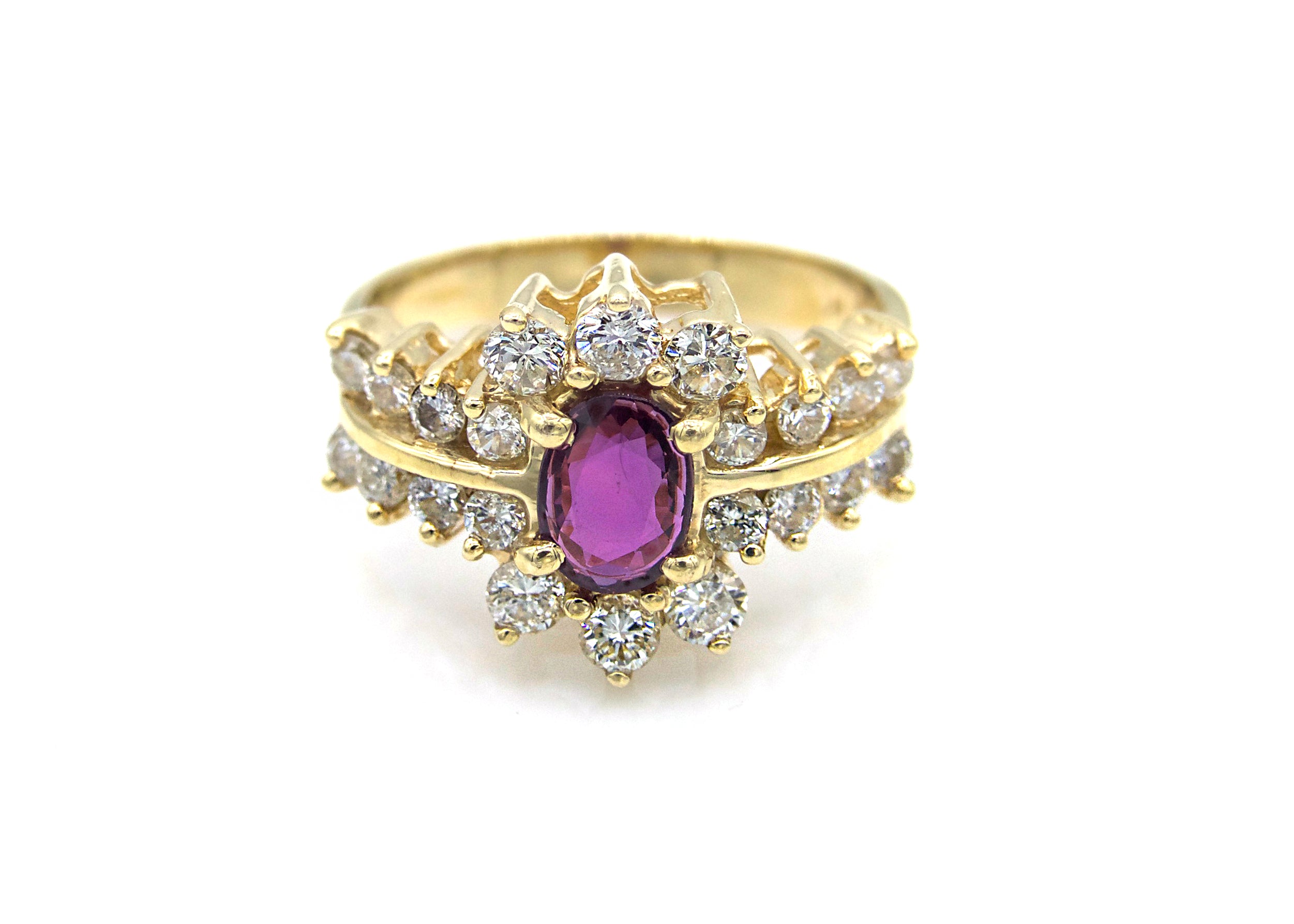 1990s 1.10 CT Oval Ruby and Diamond Ring