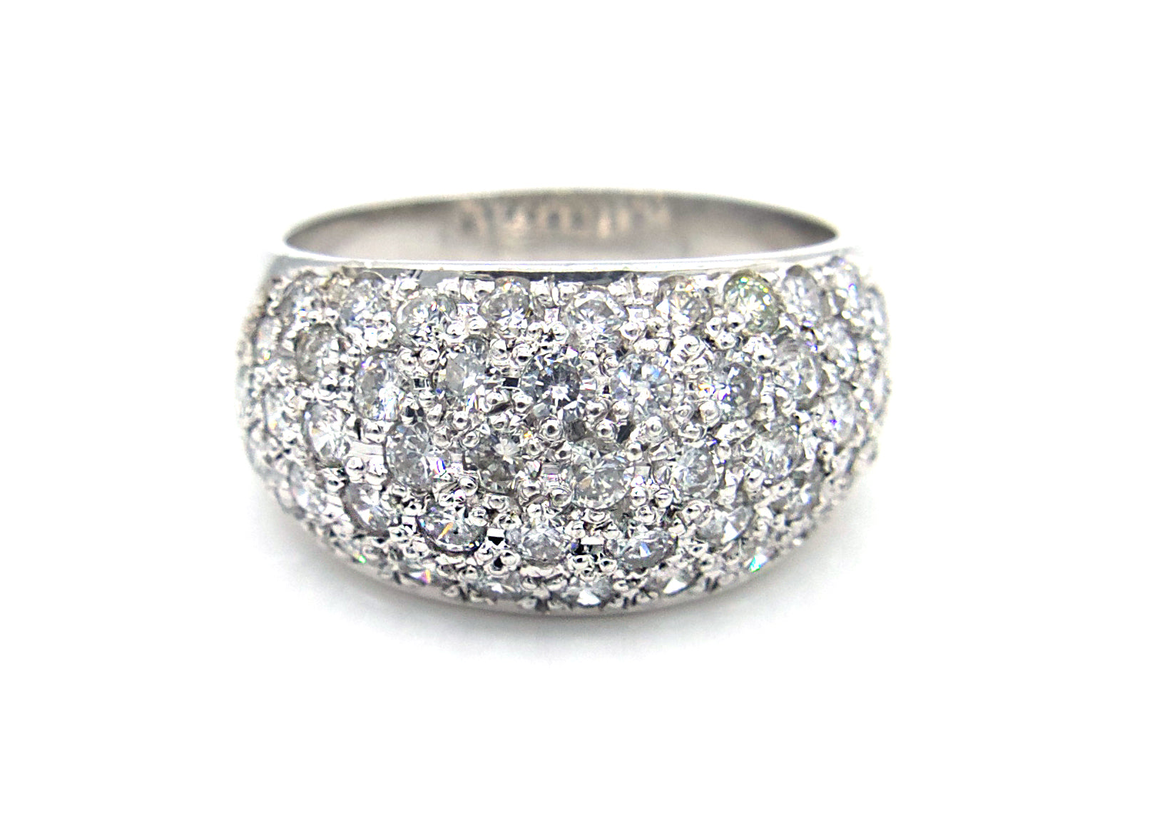 * (4th) Diamond and White Gold Wide Band Dome Ring