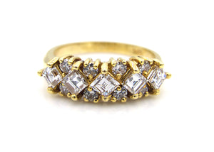 1990s Diamond 18K Yellow Gold Geometric Ring